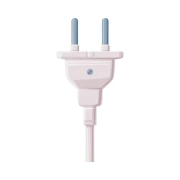 Power Plug as Movable Connector with Cable and Protruding Pins Vector Stock Illustration