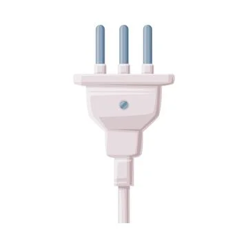 Power Plug as Movable Connector with Cable and Protruding Pins Vector Stock Illustration