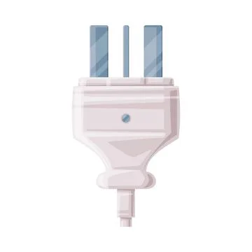 Power Plug as Movable Connector with Cable and Protruding Pins Vector Stock Illustration