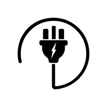 Power plug or uk electric plug, electricity symbol icon in black. Forbidden s Stock Illustration