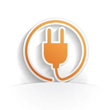 Power plug paper icon Stock Illustration