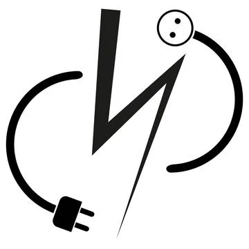 Power Plug, Power Socket, Sticker Label, Electrician, Logo, Icon Stock Illustration