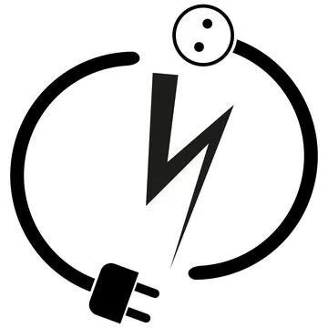 Power Plug, Power Socket, Sticker Label, Electrician, Logo, Icon Stock Illustration