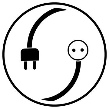 Power Plug, Power Socket, Sticker Label, Electrician, Logo, Icon Stockillustratie