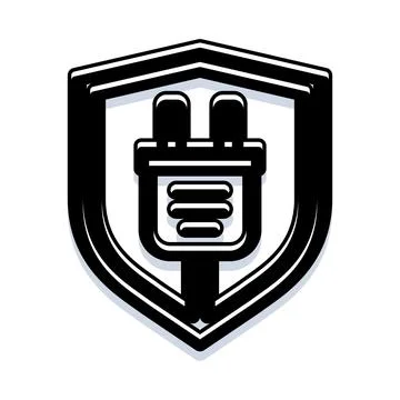 Power plug protection shield icon for electric safety Stock Illustration