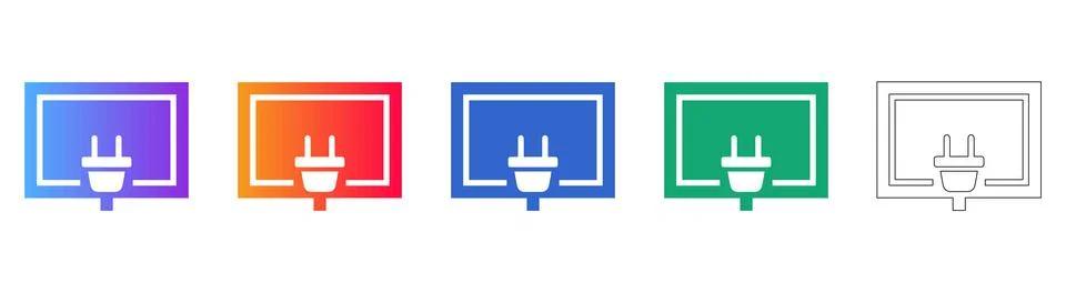 Power Plug Socket Icon Set Stock Illustration