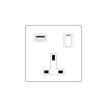 Power plug Socket Outlet type g with Usb with Switch Stock Illustration