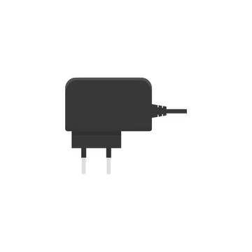 Power plug with two prongs and wire, flat vector illustration isolated on whi Stock Illustration