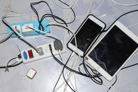 The power plug is in use Stock Photos