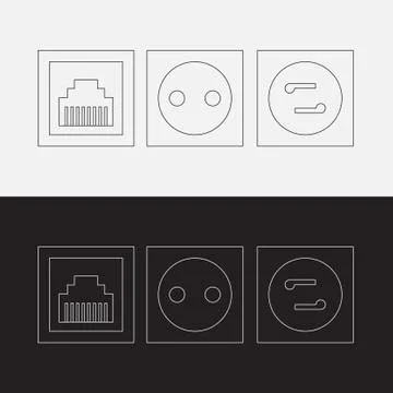 Power point, telephone socket, socket in vector, eps Stock Illustration