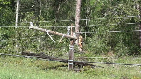 Power Pole damage Stock Footage 96163928