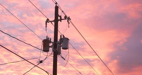 Power Pole During Sunset Video stock 122094629