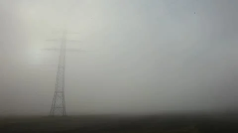 Power Pole With Fog Stock Footage 10610279