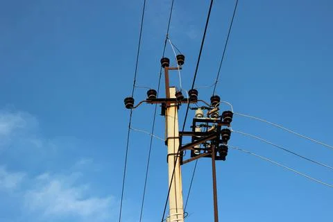 Power pole insulators Stock Photos