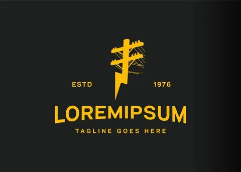 Power pole logo design. Vector illustration of Utility pole. Vintage logo des Stock Illustration