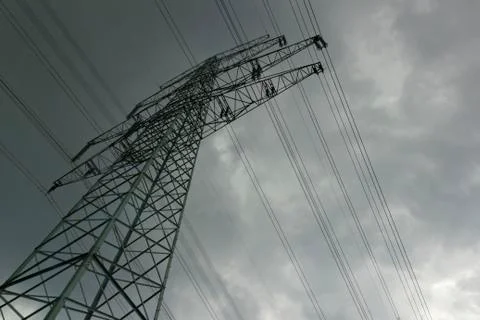 Power pole in the sky Stock-Fotos