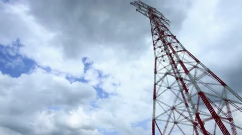 Power pole / transmission line -  time lapse, time lapse - total shot Stock-Footage 11615091