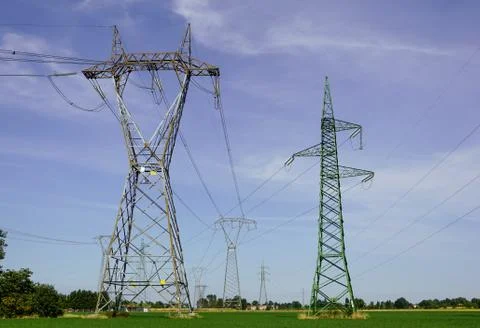 Power pole under blue Stock Photos