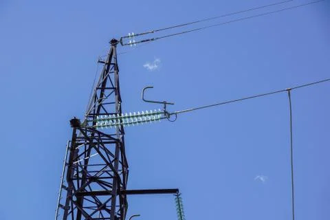 Power pole under blue Stock Photos