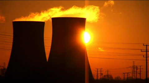 Power Pollution at Dawn Stock Footage
