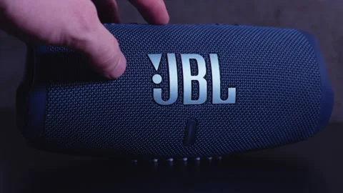 Power on portable speaker JBL charge 5 Stock Footage 257945744