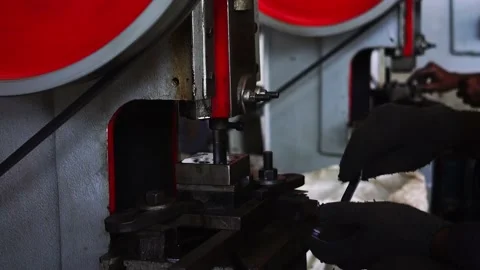 Power Press Handel machine work Stock Footage 153400721