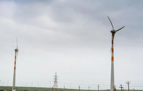 Power production from windmill or wind turbines in Gujarat Stock-Fotos
