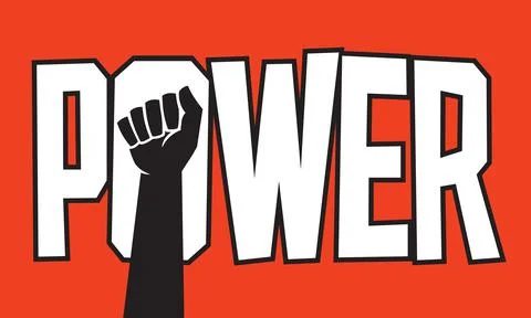 Power protest poster design with raised fist. Stock Illustration