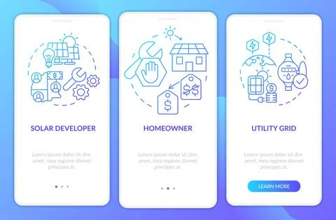 Power purchase agreements blue gradient onboarding mobile app screen Ilustração Stock