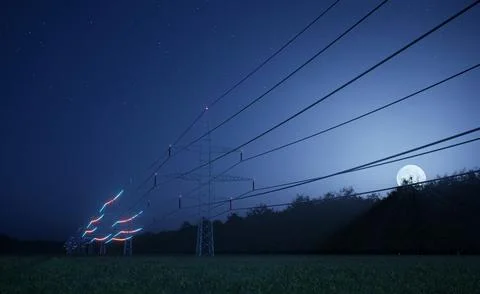 Power pylon with high voltage current Stock Illustration