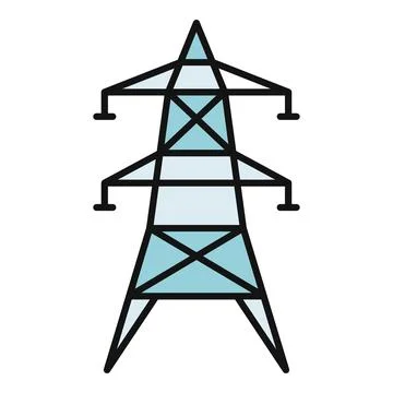 Power pylon icon symbolizing electricity and energy transmission Stock Illustration