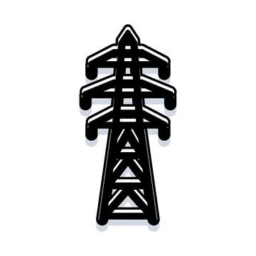 Power pylon transmitting electricity on white background Stock Illustration