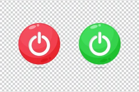 Power on off red and green button icon on blank background Illustrazione stock