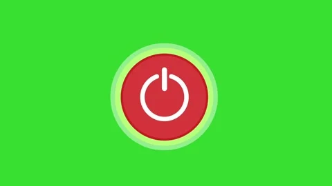 Power Red Button Beep and Flash on Green Screen Animation 4K Stock Footage 321664395