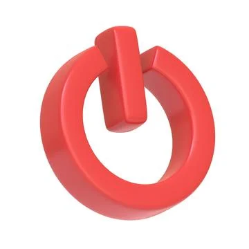 Power Off red button isolated on white background. 3D icon, sign and symbol Stock Illustration