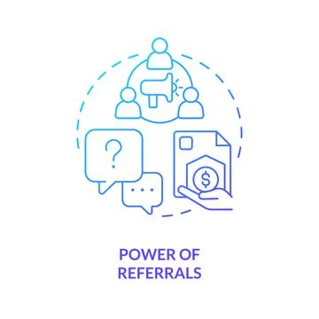 Power of referrals blue gradient concept icon Ilustración de archivo