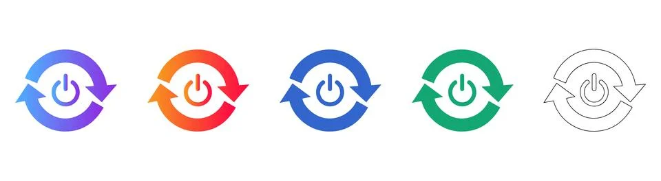 Power Refresh and System Restart Icons Illustrazione stock