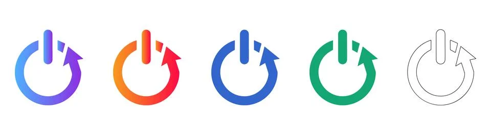 Power Refresh Cycle Icons in Gradient and Outline Ilustração Stock