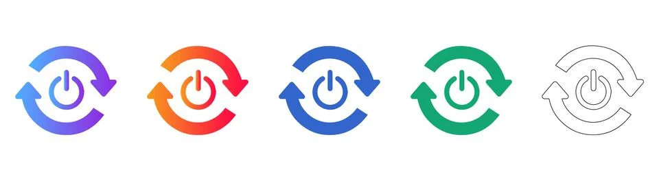 Power Refresh Cycle Icons Set イラスト素材