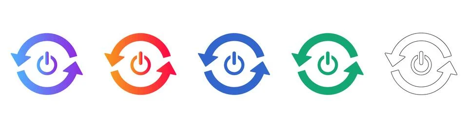 Power Reset Cycle Icon Collection Illustrazione stock