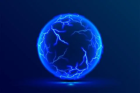 Power ring. Plasma sphere. Thunderbolt electricity lightning effect. Electric Illustrazione stock