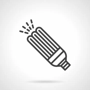 Power save bulb black line design vector icon Stock Illustration