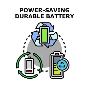 Power saving durable battery efficacy concept Stock Illustration