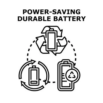 Power saving durable battery efficacy concept Stock Illustration