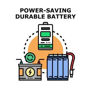 Power saving durable battery technology concept Stock Illustration