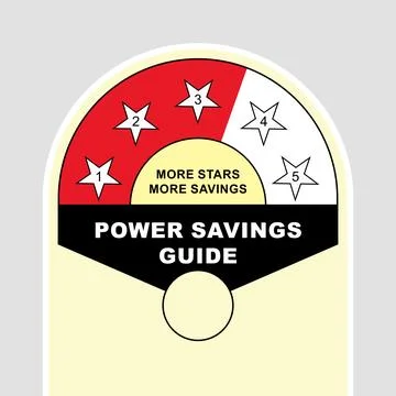 Power Saving Guide Energy Rating Label 1 to 5 Star Efficiency Scale Vector Ilustración de archivo