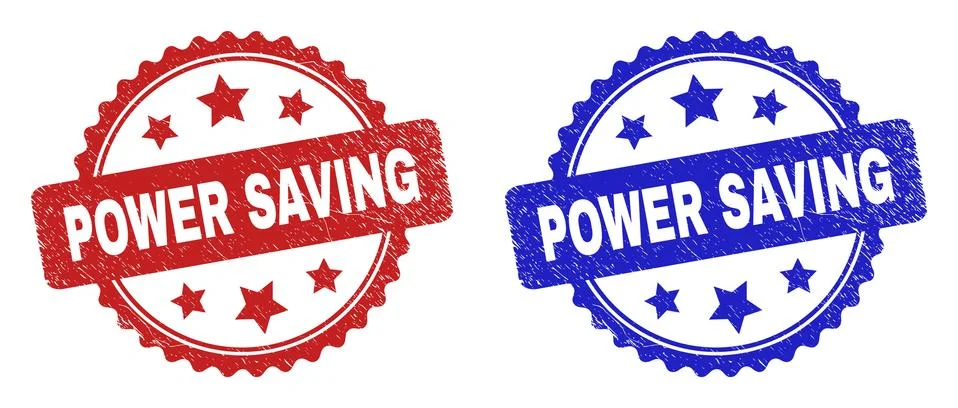 POWER SAVING Rosette Seals with Unclean Surface Stock Illustration