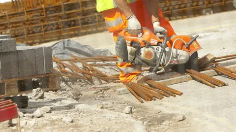 Power saw in use in a construction site  Video stock 56961561