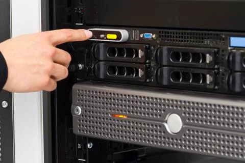 Power on a server Stock Photos