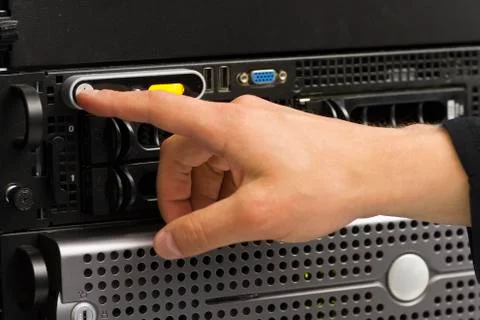 Power on a server Stock Photos